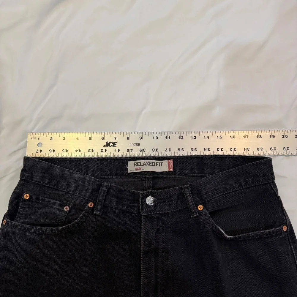 Levis 550 Relaxed Fit Tapered Leg Jeans Mens 38x30 Faded Black Cotton Denim